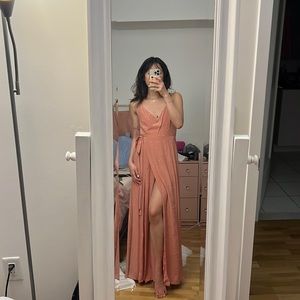 Like new Azeeza silk blush rhinestone embellished wrap dress